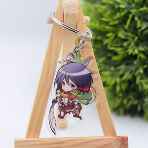 2019 Attack on Titan Keychain Double Sided Acrylic Key Chain Pendant Anime Accessories Cartoon Key Ring