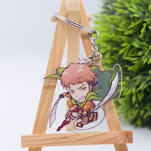 2019 Attack on Titan Keychain Double Sided Acrylic Key Chain Pendant Anime Accessories Cartoon Key Ring