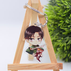 2019 Attack on Titan Keychain Double Sided Acrylic Key Chain Pendant Anime Accessories Cartoon Key Ring