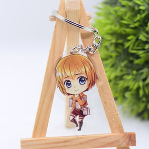 2019 Attack on Titan Keychain Double Sided Acrylic Key Chain Pendant Anime Accessories Cartoon Key Ring
