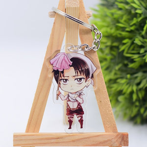 2019 Attack on Titan Keychain Double Sided Acrylic Key Chain Pendant Anime Accessories Cartoon Key Ring