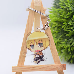 2019 Attack on Titan Keychain Double Sided Acrylic Key Chain Pendant Anime Accessories Cartoon Key Ring