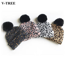 Load image into Gallery viewer, Matching Family Outfits Leopard Children Hats Mother Kids Hats Winter Kids Caps Warm Photography Props Girls Hats Boys Clothing
