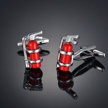 Load image into Gallery viewer, New luxury Sandhour Cufflinks of high-grade Safety hat/fire extinguisher/Judge hammer/alarm clock men's shirts Cuff-links gemelo
