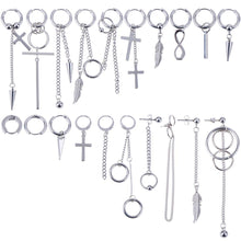 Load image into Gallery viewer, 20 pcs/set KPOP DNA Korean Earrings Stainless Steel Chain Feather Idol Men Women Rock Grunge Hipster Punk Stud Earrings Unisex
