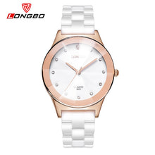 Load image into Gallery viewer, LONGBO Luxury Brand Rhinestone Business Casual Men Fashion Clock Leisure Water Resistant Women Dress White Ceramic Quartz Watch
