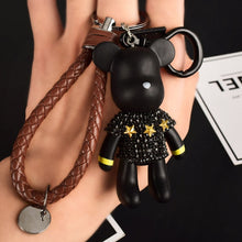 Load image into Gallery viewer, Handmade DIY Craft Rhinestone Bomgom Tassels Cartoon Popobe Gloomy Bear Keychain Cute Bag Charm Holder Cartoon Resin Key Chain
