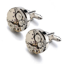 Load image into Gallery viewer, Hot Watch Movement Cufflinks for immovable Stainless Steel Steampunk Gear Watch Mechanism Cuff links for Mens Relojes gemelos
