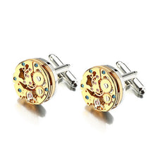 Load image into Gallery viewer, Hot Watch Movement Cufflinks for immovable Stainless Steel Steampunk Gear Watch Mechanism Cuff links for Mens Relojes gemelos
