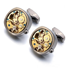 Load image into Gallery viewer, Hot Watch Movement Cufflinks for immovable Stainless Steel Steampunk Gear Watch Mechanism Cuff links for Mens Relojes gemelos
