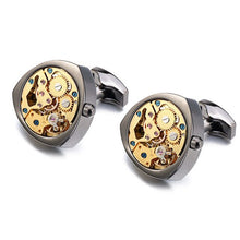 Load image into Gallery viewer, Hot Watch Movement Cufflinks for immovable Stainless Steel Steampunk Gear Watch Mechanism Cuff links for Mens Relojes gemelos
