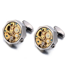 Load image into Gallery viewer, Hot Watch Movement Cufflinks for immovable Stainless Steel Steampunk Gear Watch Mechanism Cuff links for Mens Relojes gemelos
