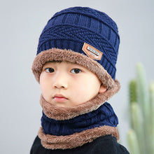 Load image into Gallery viewer, 2019 New Winter Children Knitted Hat Ring Scarf Sets Kids Warm Baby Plus Velvet Thick Soft Cap Boys Girls Fleece Lining Beanies

