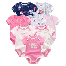 Load image into Gallery viewer, 8 PCS/LOT Short Sleeve Baby Rompers 100%Cotton overalls Newborn clothes Roupas de bebe boys girls jumpsuit&amp;clothing
