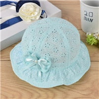 Load image into Gallery viewer, New Children Summer Panama Hollow Caps Baby Girls Fisherman Hat Kids Girls Bowknot Pearl Hat Fashion Baby Bucket Sun Hat Floral
