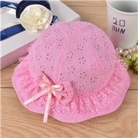 Load image into Gallery viewer, New Children Summer Panama Hollow Caps Baby Girls Fisherman Hat Kids Girls Bowknot Pearl Hat Fashion Baby Bucket Sun Hat Floral
