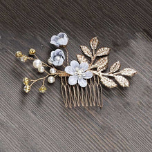 Load image into Gallery viewer, MOLANS Luxury Hairpin For Women Hair Combs Headdress Prom Bridal Wedding Crown Elegant Hair Accessories Gold Leaves Headwear 1PC
