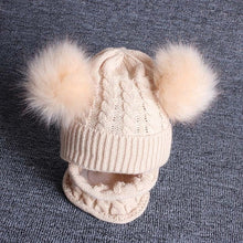 Load image into Gallery viewer, 2Pcs Baby Hat Scarf Set Bear Cat Warm Knitted Baby Winter Hat Cap Bonnet Kids Hat Boy Girl Caps Boys Girls Crochet Beanie Autumn
