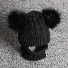 Load image into Gallery viewer, 2Pcs Baby Hat Scarf Set Bear Cat Warm Knitted Baby Winter Hat Cap Bonnet Kids Hat Boy Girl Caps Boys Girls Crochet Beanie Autumn
