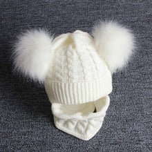 Load image into Gallery viewer, 2Pcs Baby Hat Scarf Set Bear Cat Warm Knitted Baby Winter Hat Cap Bonnet Kids Hat Boy Girl Caps Boys Girls Crochet Beanie Autumn
