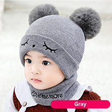 Load image into Gallery viewer, 2Pcs Baby Hat Scarf Set Bear Cat Warm Knitted Baby Winter Hat Cap Bonnet Kids Hat Boy Girl Caps Boys Girls Crochet Beanie Autumn
