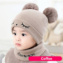 Load image into Gallery viewer, 2Pcs Baby Hat Scarf Set Bear Cat Warm Knitted Baby Winter Hat Cap Bonnet Kids Hat Boy Girl Caps Boys Girls Crochet Beanie Autumn
