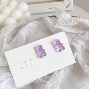 1 Pair Cartoon Gummy Bear Earring For Women Girl Lovely Handmade Colorful Resin Candy Stud Earring Funny Jewelry