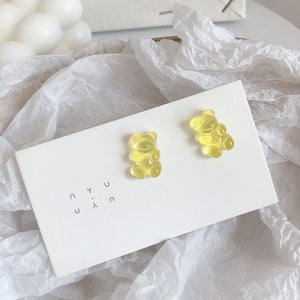 1 Pair Cartoon Gummy Bear Earring For Women Girl Lovely Handmade Colorful Resin Candy Stud Earring Funny Jewelry