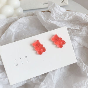 1 Pair Cartoon Gummy Bear Earring For Women Girl Lovely Handmade Colorful Resin Candy Stud Earring Funny Jewelry