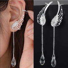 Load image into Gallery viewer, 2019 New Silver Plated Angel Wing Stylist Crystal Earrings Drop Dangle Ear Stud For Women Long Cuff Earring Bohemia Jewelrys
