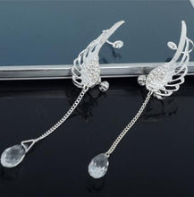 Load image into Gallery viewer, 2019 New Silver Plated Angel Wing Stylist Crystal Earrings Drop Dangle Ear Stud For Women Long Cuff Earring Bohemia Jewelrys
