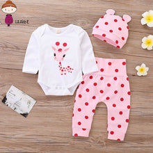 Load image into Gallery viewer, LILIGRIL Baby Girl Clothes Polka Dot Newborn Baby Girl Outfits Set Cute Giraffe Infant Girl Clothing With Hat  Spring  Autumn
