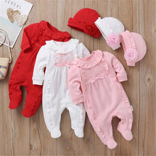 Load image into Gallery viewer, Baby Rompers Girl One Piece Romper+Hat Autumn Winter Long Sleeve Jumpsuit Cotton Toddler Clothing Infant Rompers Kids Jumpsuits
