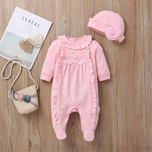 Load image into Gallery viewer, Baby Rompers Girl One Piece Romper+Hat Autumn Winter Long Sleeve Jumpsuit Cotton Toddler Clothing Infant Rompers Kids Jumpsuits
