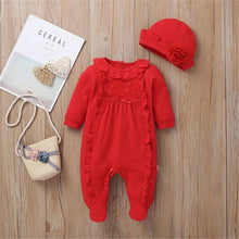 Load image into Gallery viewer, Baby Rompers Girl One Piece Romper+Hat Autumn Winter Long Sleeve Jumpsuit Cotton Toddler Clothing Infant Rompers Kids Jumpsuits
