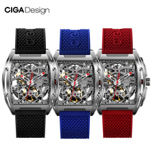 Load image into Gallery viewer, CIGA Design CIGA Watch Z Series Watch Barrel Type Double-Sided Hollow Automatic Skeleton Mechanical Men's Waterproof Watch
