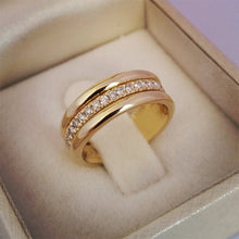 Load image into Gallery viewer, Huitan Classic Wedding Women Ring Simple Finger Rings With Middle Paved CZ Stones Understated Delicate Female Engagement Jewelry
