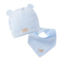Load image into Gallery viewer, Cute Kids Hat Cap with Bibs Candy Solid Colors Boys Girls Baby Beanies Hats Cotton Born Baby Hat Bibs Toddler Infant Caps
