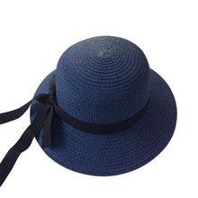 Load image into Gallery viewer, Girls Summer Cap Black Ribbon Decorate Wavy Straw Hat For Girls Children Panama Hat Kids Sun Cap Baby Beach Hats
