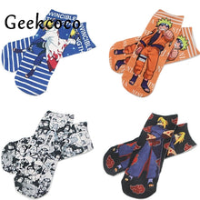 Load image into Gallery viewer, J1077 Cartoon Anime NARUTO Punk Cotton Short Socks Cute Unisex Skatebord Socks Fashion One Side Print Socks
