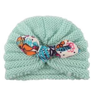 1 Pcs New Cotton Girl Hat Autumn Winter Baby Boy Girl Hat Colorful Bow Elastic Cute Baby Turban Cap For 0-3 year