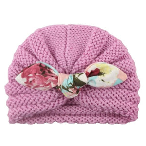 1 Pcs New Cotton Girl Hat Autumn Winter Baby Boy Girl Hat Colorful Bow Elastic Cute Baby Turban Cap For 0-3 year