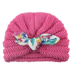 1 Pcs New Cotton Girl Hat Autumn Winter Baby Boy Girl Hat Colorful Bow Elastic Cute Baby Turban Cap For 0-3 year