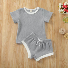 Load image into Gallery viewer, 2020 Toddler Baby Boys Girls Summer Clothing Newborn Kids Baby Girls Ribbed Knitted Short Sleeve T-shirts+Shorts Tracksuits Sets
