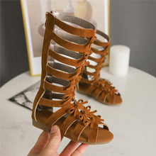 Load image into Gallery viewer, Girls Sandals Soft Bottom Little Princess Shoes Summer New Children's High Roman Shoes Baby Princess Peep-toe Beach Shoes A607
