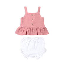 Load image into Gallery viewer, 1-5Years Kid Newborn Baby Girls Button Sleeveless Tank Tok + mini  shorts Outfits  2pcs Clothing Set
