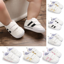 Load image into Gallery viewer, Fashion Toddler Baby 0-18M Soft Sole Hook Loop Prewalker Sneakers Baby Boy Girl Crib Shoes  Leather Sports Non-slip Walker Shoes
