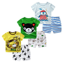 Load image into Gallery viewer, 3pcs/lot 2020 Baby Boys Girls Clothing Set Summer Short Sleeve Cartoon Cotton Infant Newborn Clothes Suit Outerwear T-shirts
