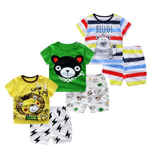 Load image into Gallery viewer, 3pcs/lot 2020 Baby Boys Girls Clothing Set Summer Short Sleeve Cartoon Cotton Infant Newborn Clothes Suit Outerwear T-shirts
