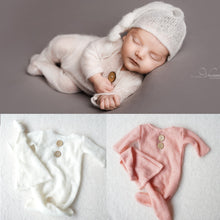 Load image into Gallery viewer, Crochet Mohair Bebe Fotografia Baby Clothes Newborn Photography Props Boy Hats Romper Set Indoor DIY Photo Studio Accessories
